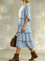 Women's Layered Ruffle Midi Dress