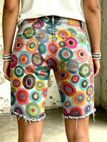 Women's Vividly Polka Dots Totem Art Print Casual Denim Shorts