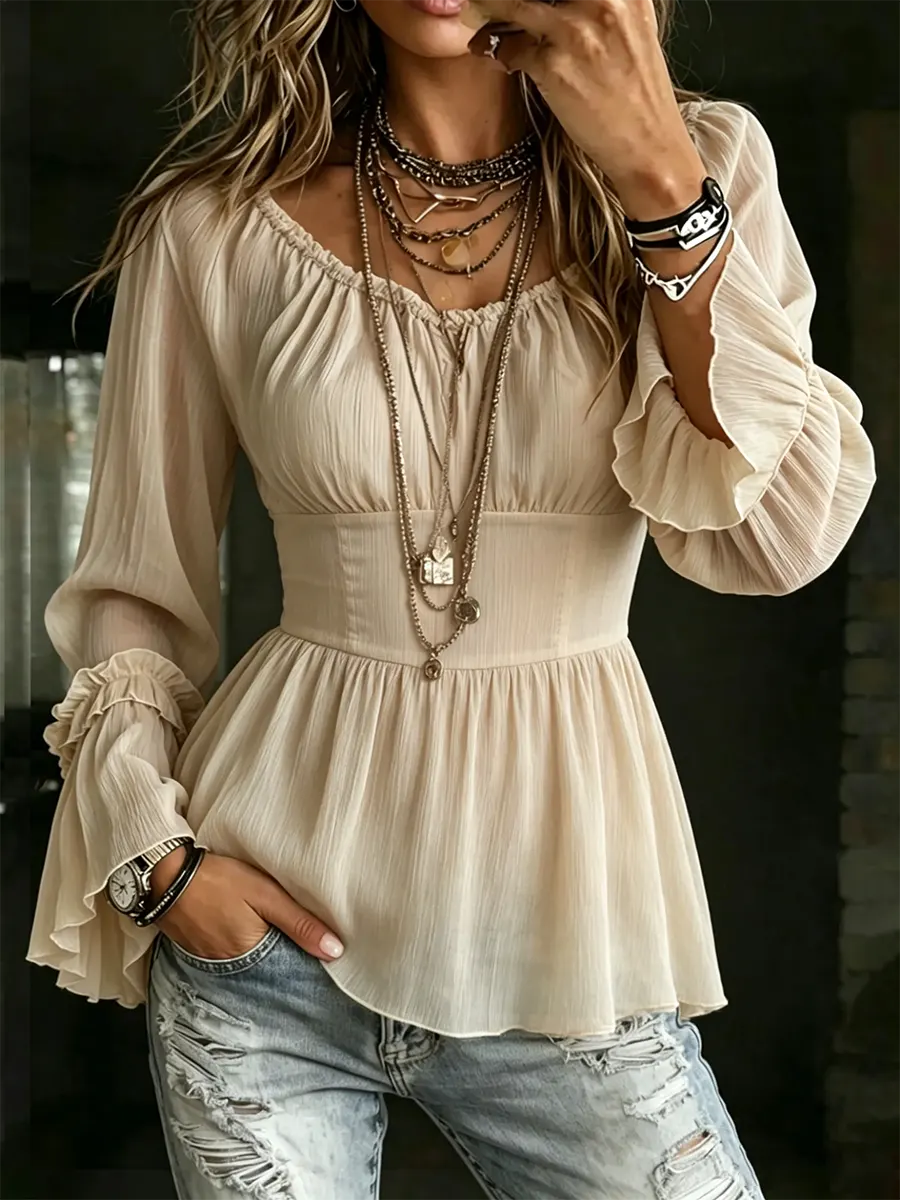 Women's Casual And Stylish Lace-trimmed Top