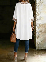 Women's V-neck Asymmetric Solid Color Casual Blouse