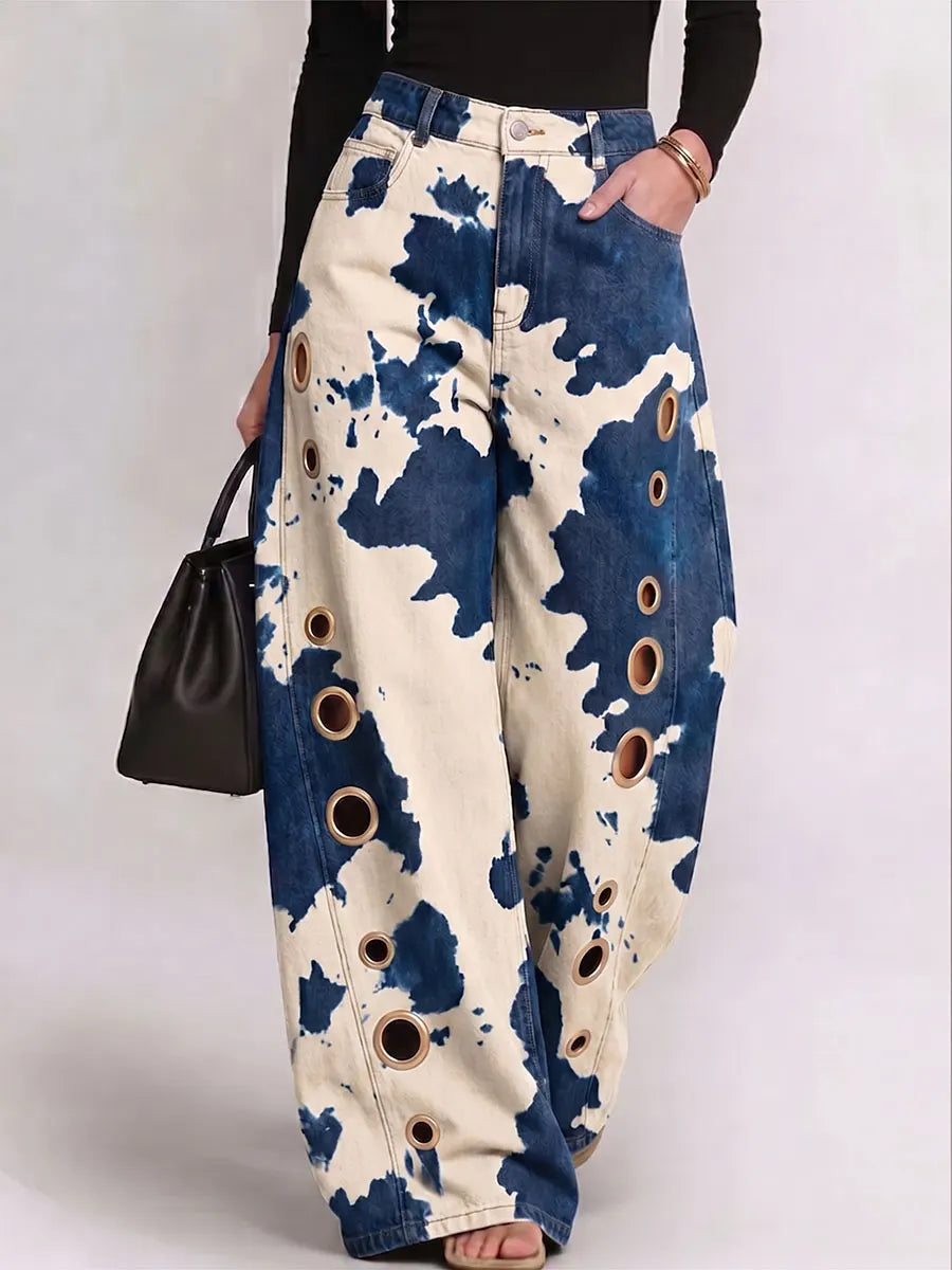 Women's Stylish Casual Cow Print Designer Jeans