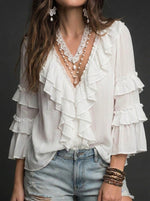 Women's Vintage Tiered Ruffled Top