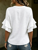 Women's Blouses Short Sleeve V Neck Casual Tops