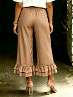 Women's Ruffled Drawstring Wide-leg Pants