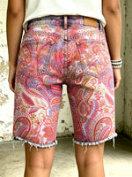 Women's Vividly Paisley Floral Totem Art Print Casual Denim Shorts