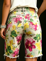 Women's Vintage Floral Print Casual Denim Shorts