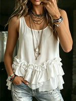 Women's Scoop Neck Tiered Ruffle Tank Top