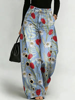 Women's Stylish Casual Floral Print Designer Jeans