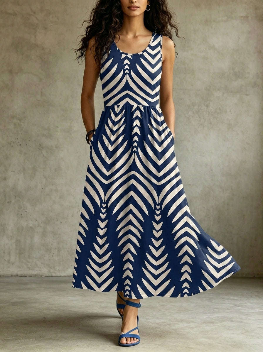 Women's Flowy Casual Vacation Sundresses With Pockets Dress