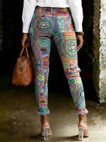 Women's Floral Art Print Art Ripped Skinny Jeans
