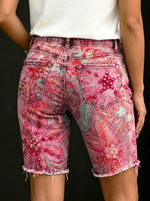Women's Floral Art Print Casual Denim Shorts