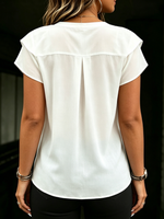 Women's Ruffled V-neck Button-down Cardigan Breathable Chiffon Blouse