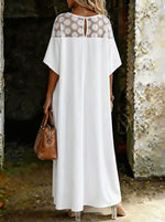 Women's Elegant Loose Bat Short-sleeve Flowy Maxi Dress