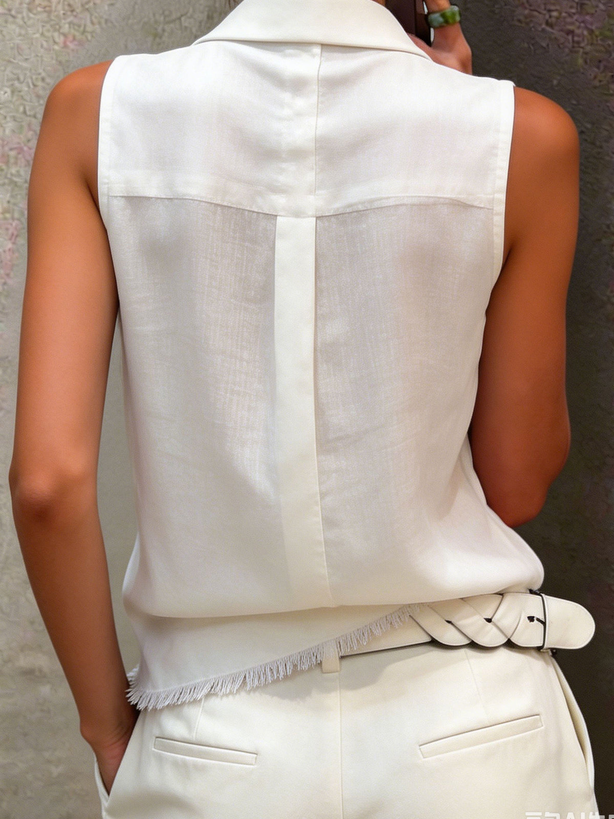 Women's Casual Sleeveless V-neck Button-up Jacket Vest