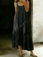 Women's Fashion Design Sleeveless Multi-layered Ruffled Strap Dress