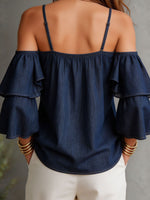 Women's Fashionable Strapless Ruffled Off-shoulder Causal Blouse Top