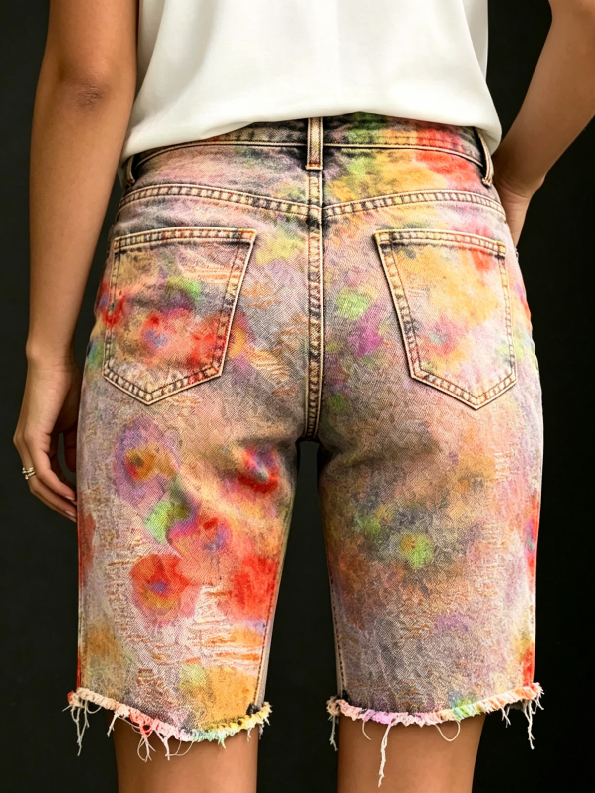 Women's Vintage Floral Print Casual Denim Shorts