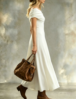 Women's Elegant Off-shoulder Folded Maxi Dress