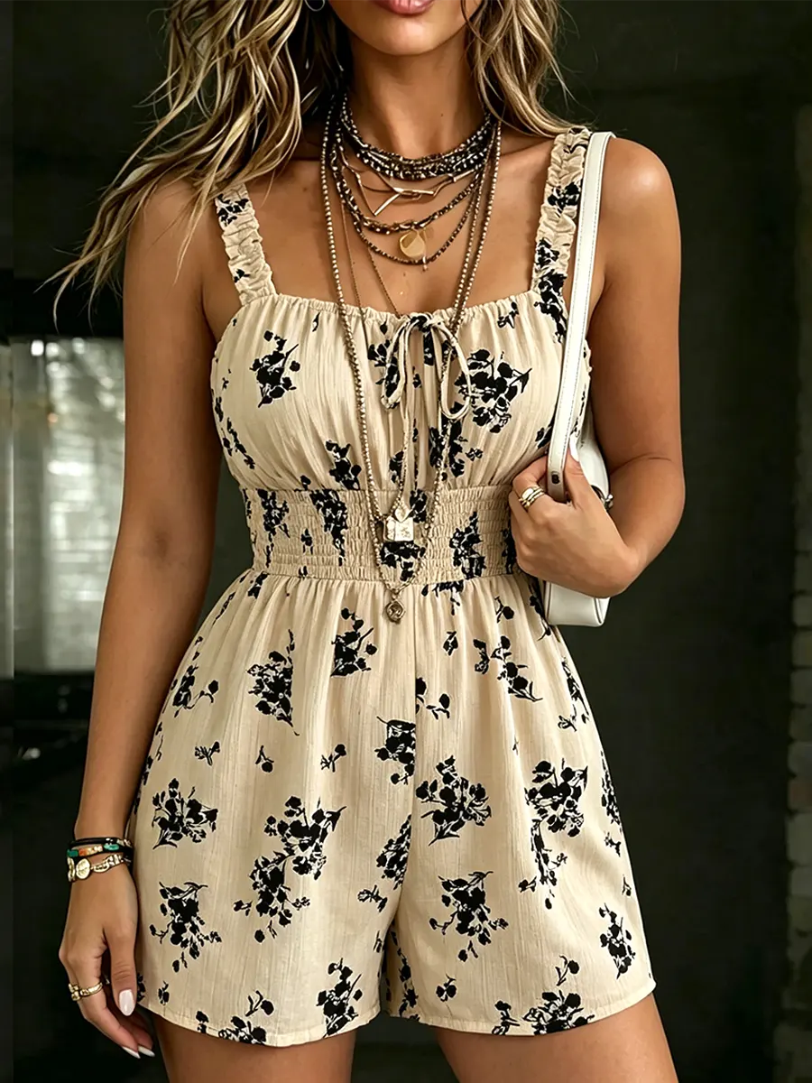 Women's Stylish Floral-print Spaghetti-strap Jumpsuit