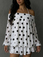 Women's Elegant Polka Dots Halter Tie Mini Dress