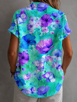 Women's Floral Print Short Sleeve Casual Shirts
