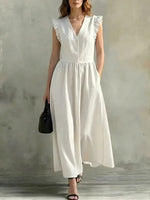 Women's Casual Ruffles Cotton Sleeveless Dress