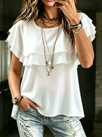 Women‘s White Tiered Ruffle Shirt