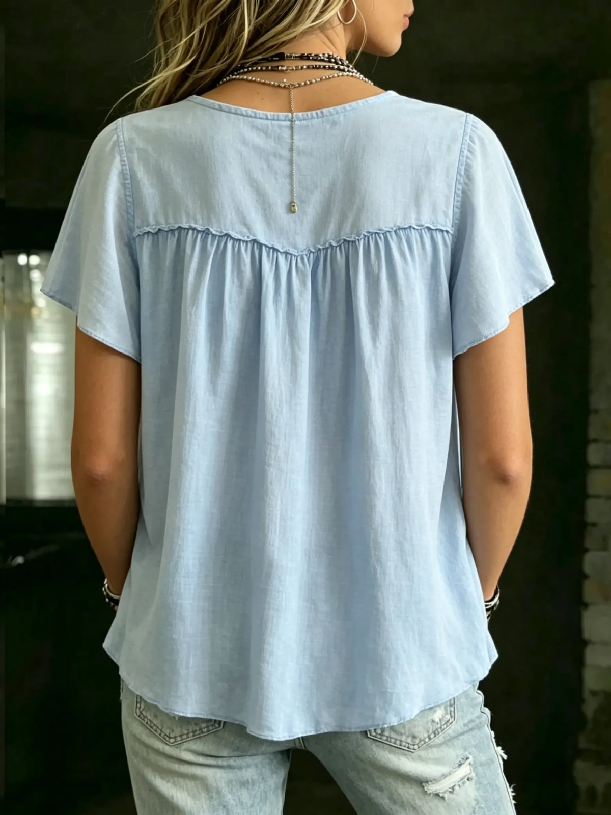 Women's Boho Ruffle Sleeve Light Loose Blouse Top