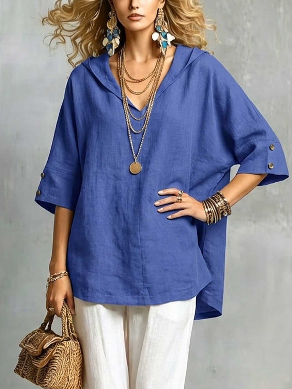 Women's Casual Linen V-neck Shirt