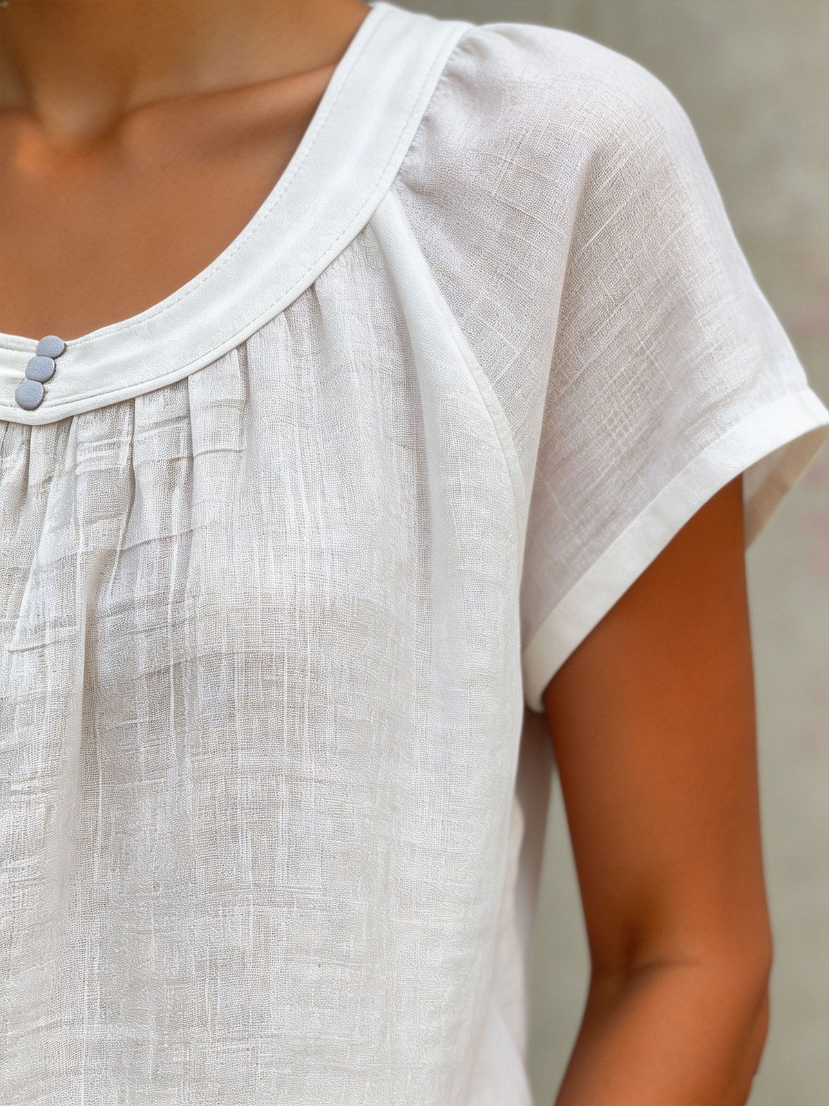 Women's Casual Round-neck Short-sleeve Cotton-linen Top