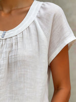 Women's Casual Round-neck Short-sleeve Cotton-linen Top