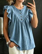 Women's Casual Sleeveless Pleated Linen Shirt