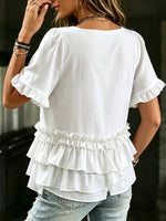 Women's Square Neck Ruffle Short Sleeve Blouse Top