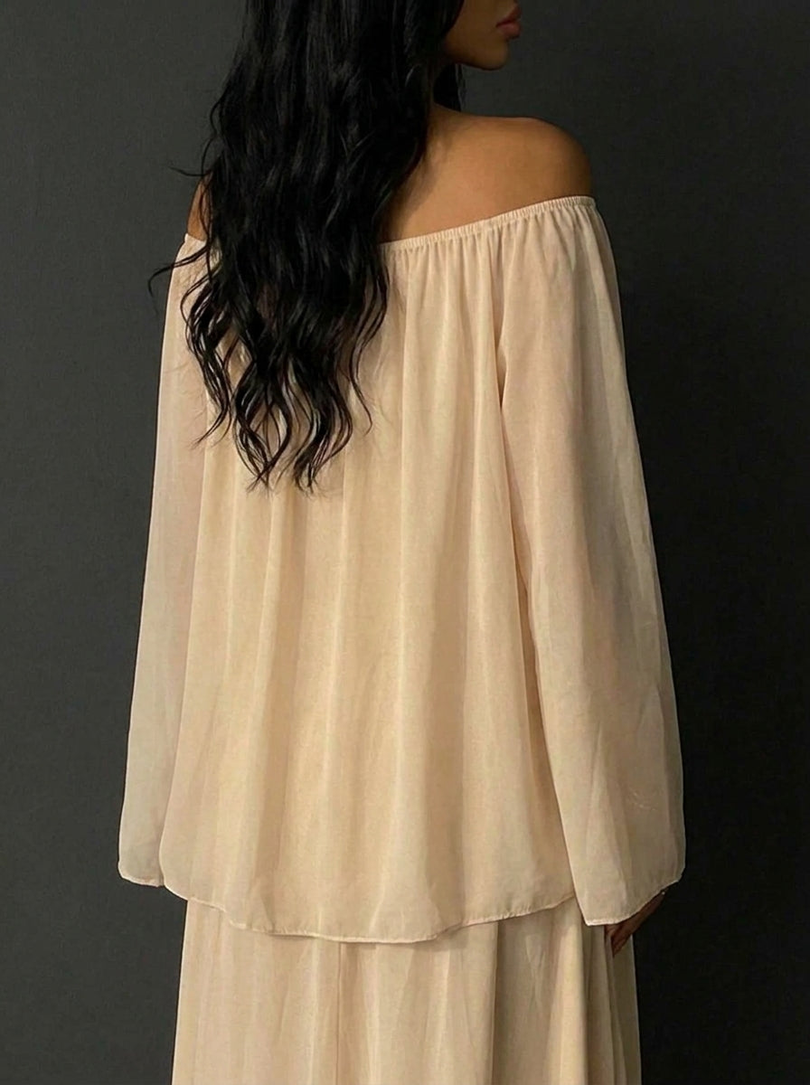 Women's Elegant Chiffon Off-The-Shoulder Dress