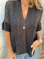 Casual Vacation Style Single-button Open-knit Cardigan Top