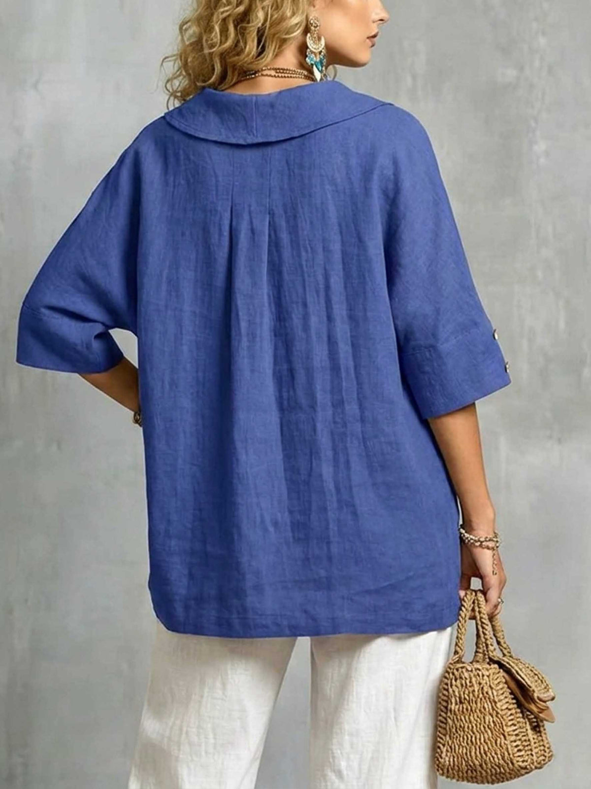 Women's Casual Linen V-neck Shirt