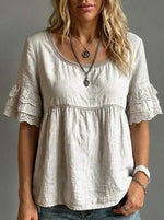 Women's Round-Neck Sleeveless Lace Shirt