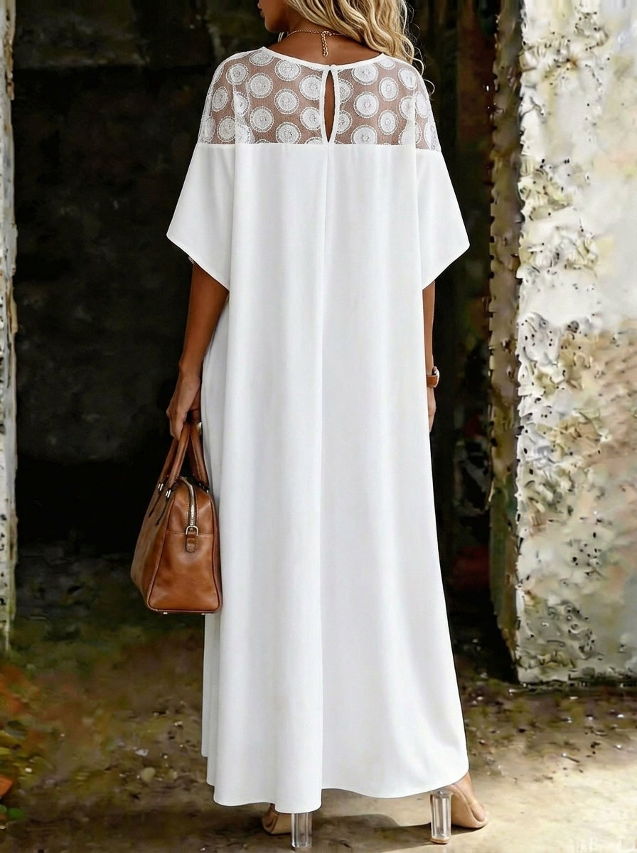 Women's Elegant Loose Bat Short-sleeve Flowy Maxi Dress
