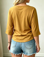 Women's Elegant Twist Front Blouse With Pearl Embellishment