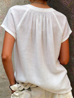 Women's Casual Round-neck Short-sleeve Cotton-linen Top