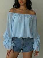 Women's Elegant Ruffle Chiffon Off-The-Shoulder Dress