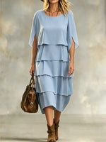 Women's Layered Ruffle Midi Dress