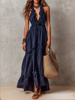 Women's Casual Sleeveless Ruffles Cotton Dress