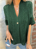 Casual Vacation Style Single-button Open-knit Cardigan Top
