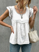 Women's Round-Neck Sleeveless Lace Shirt