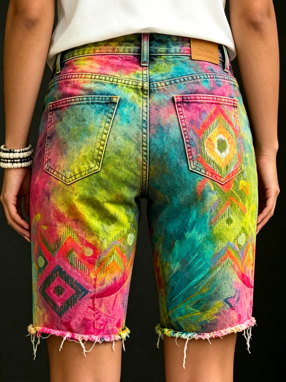 Women's Women's Geometric Pattern Gradient Floral Print Casual Denim Shorts