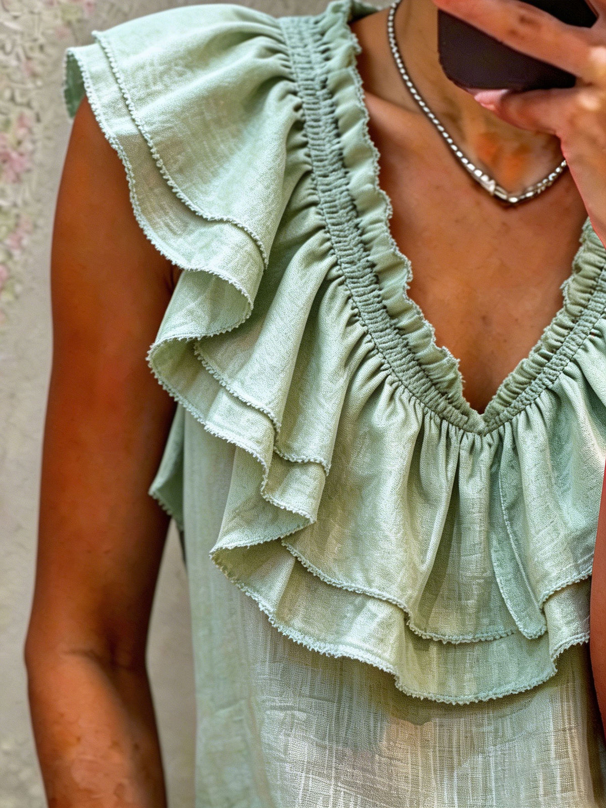 Women's Multi-layered Lotus-shaped Ruffle Collar Top