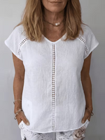 Women's Causal Cozy Short Sleeve Cotton Shirt