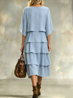 Women's Layered Ruffle Midi Dress