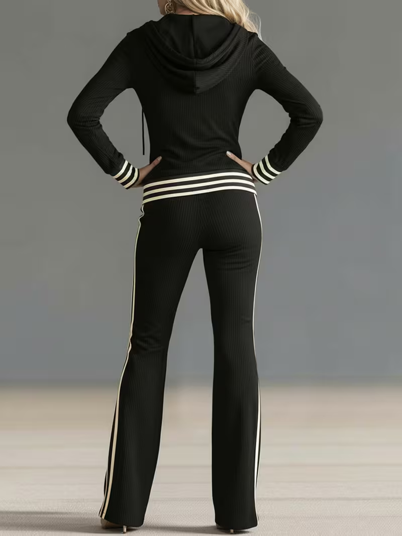 Women’s Casual Cozy Stylish Striped Hoodie And Pants Set